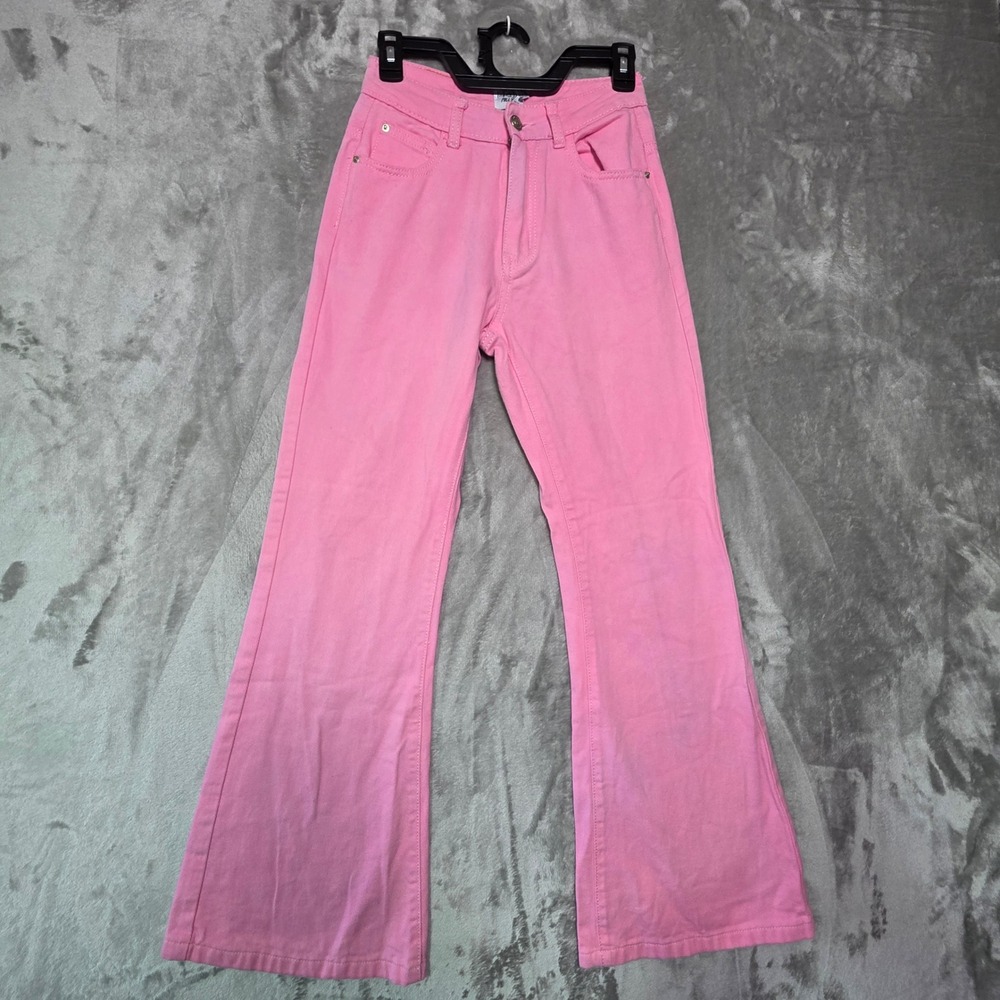 Princess Polly Pink Flare Jeans High Waisted Denim Pants Size US 2 1527